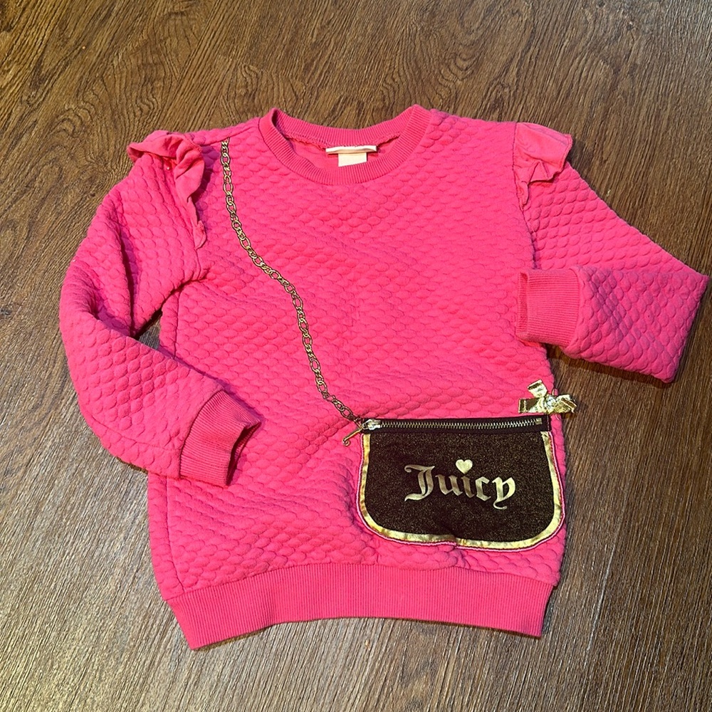 Girl hot pink juicy couture sweater with pocket size 5